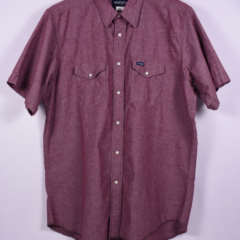 Wrangler Western Shirt XL Red Snap Button Chambray